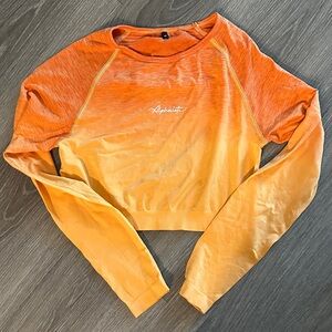 Alphalete Orange Ombre Cropped Long Sleeve Top